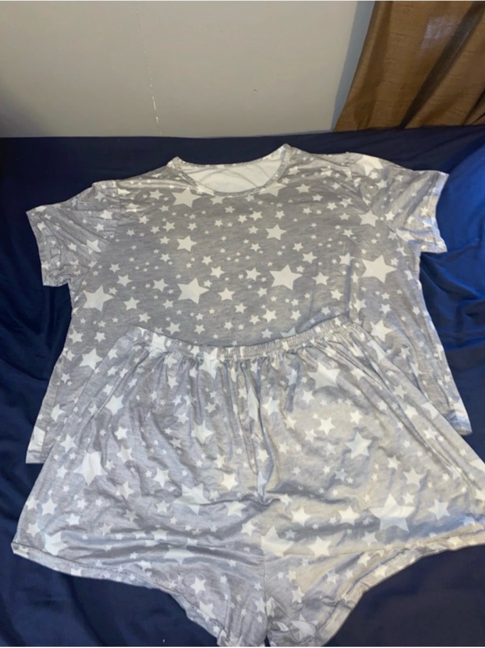 Women's Grey Star Print Short Sleeve Pajama Set
